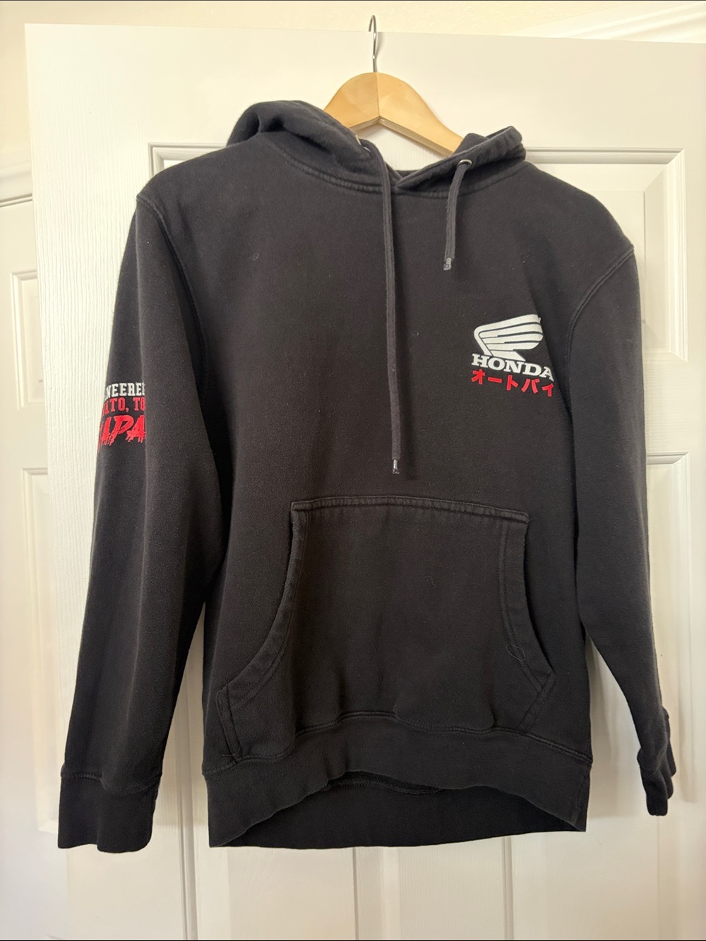 Black Honda Pullover Hoodie with Red Logo